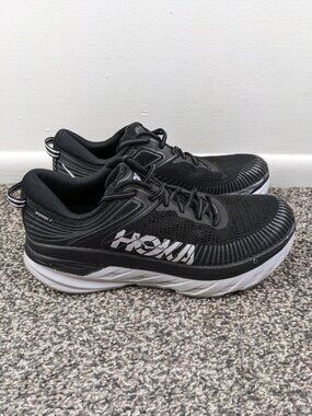 Hoka One One Bondi 7 Shoes Mens Size 11 Running Black/White